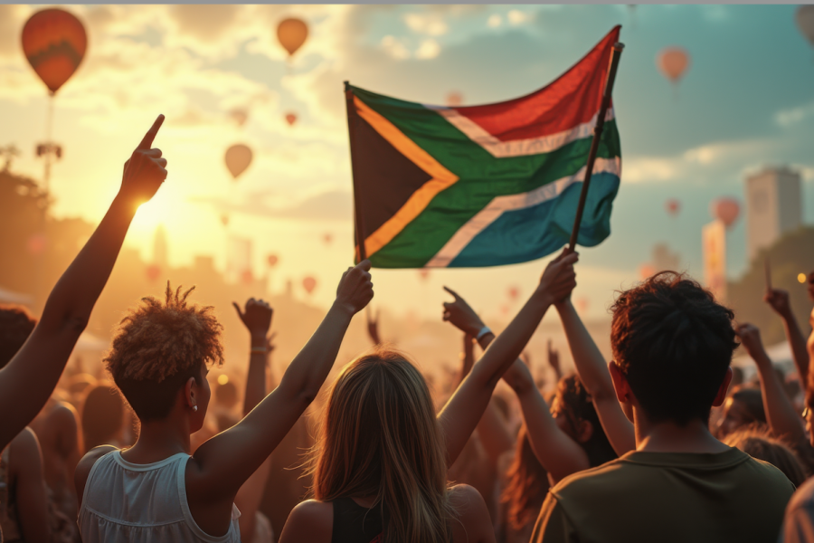 SA people with flags