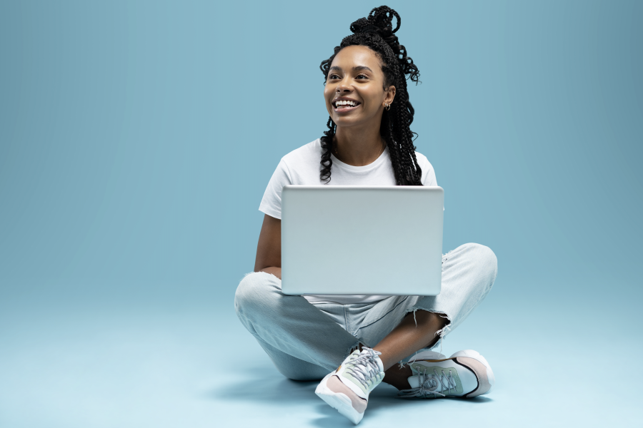 sitting on the floor with laptop